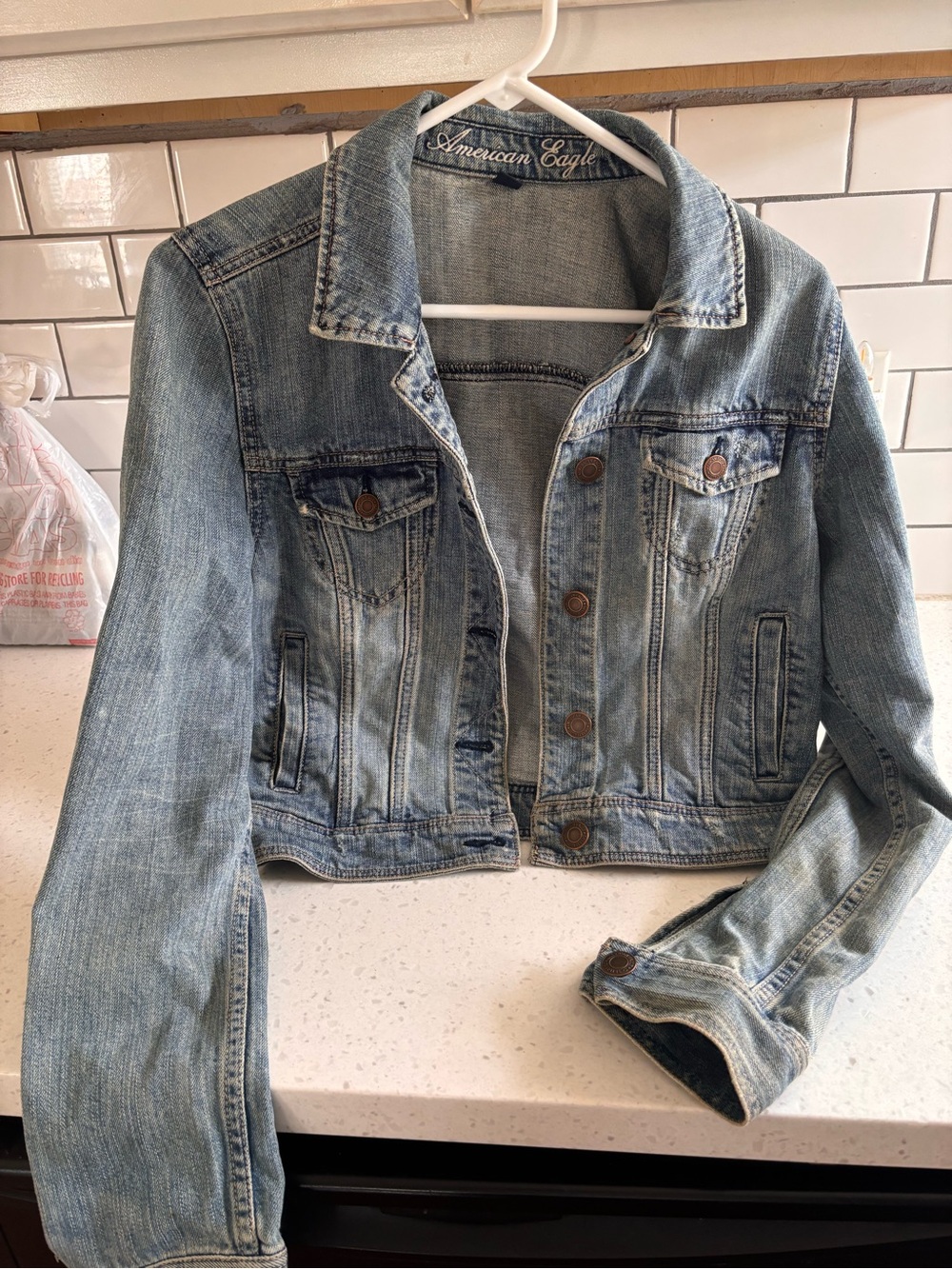 American Eagle Outfitters Light Blue Denim Trucker Jacket